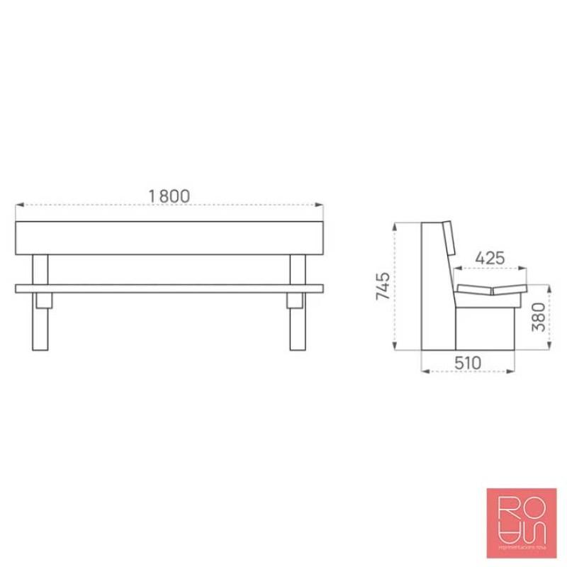 Banc fabricat en fusta de pi en autoclau model Lille